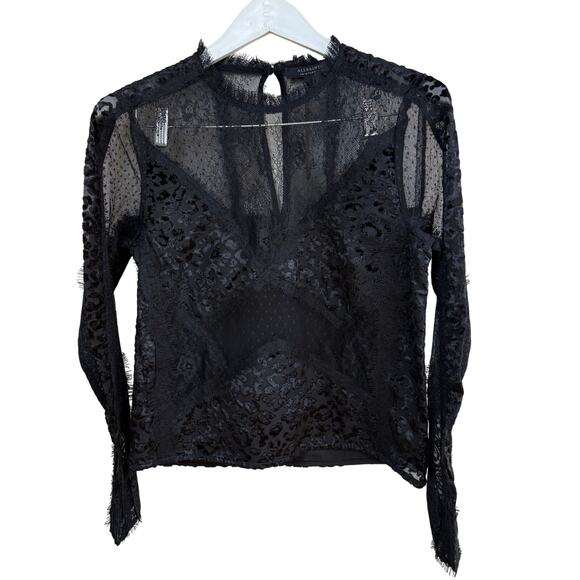 ALL SAINTS Mila Lace & Velvet Blouse - Picture 7 of 10